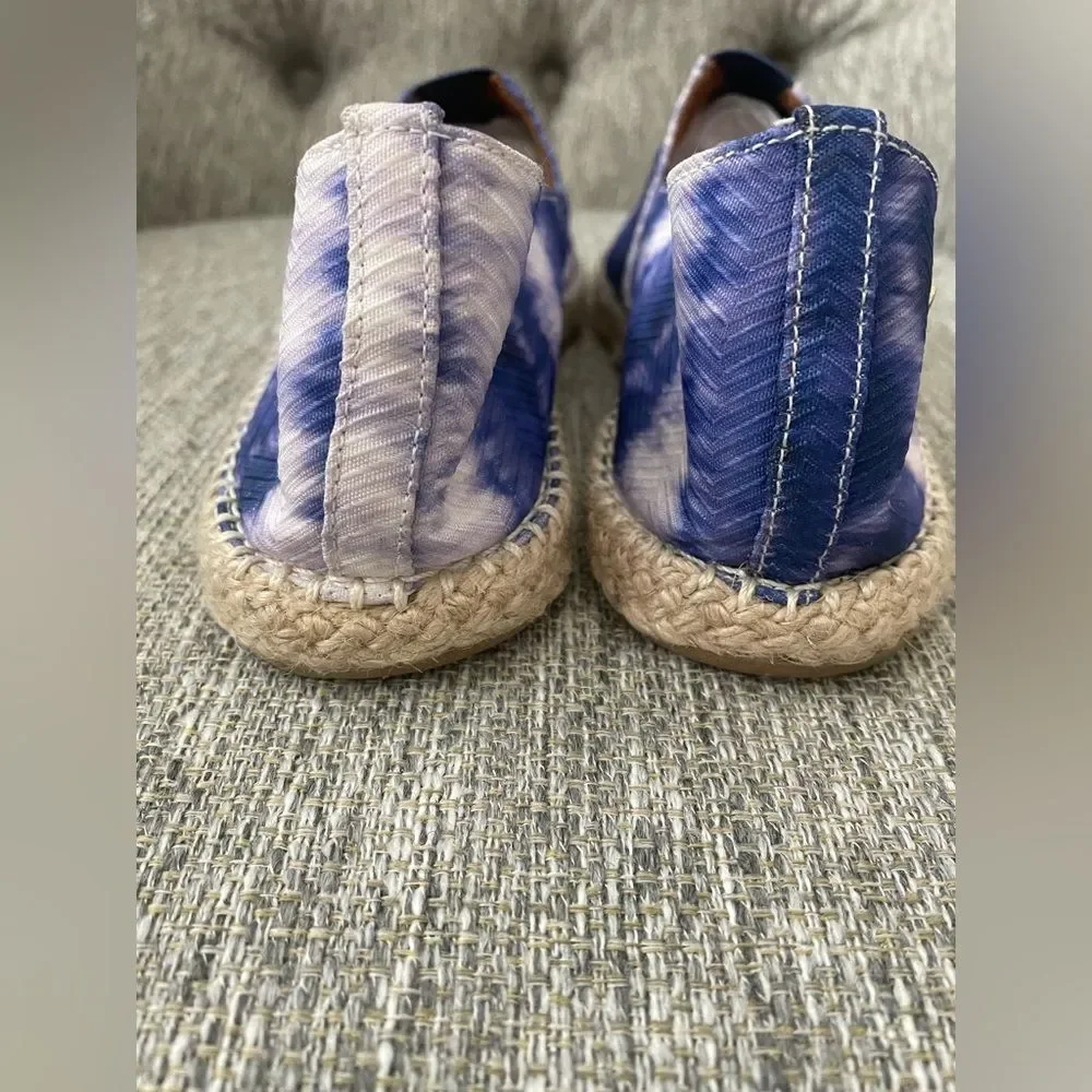 Santa Lolla Tie-Dye Espadrilles Shoes Slip On Blue White Woven Size 9